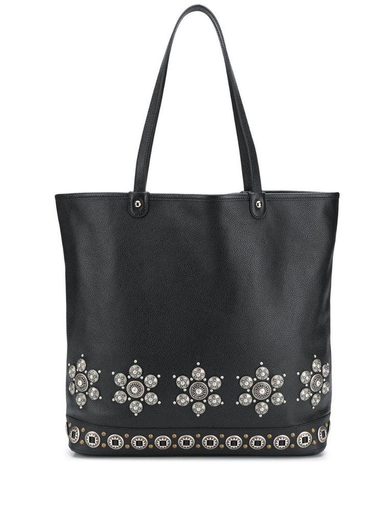 floral studded tote bag