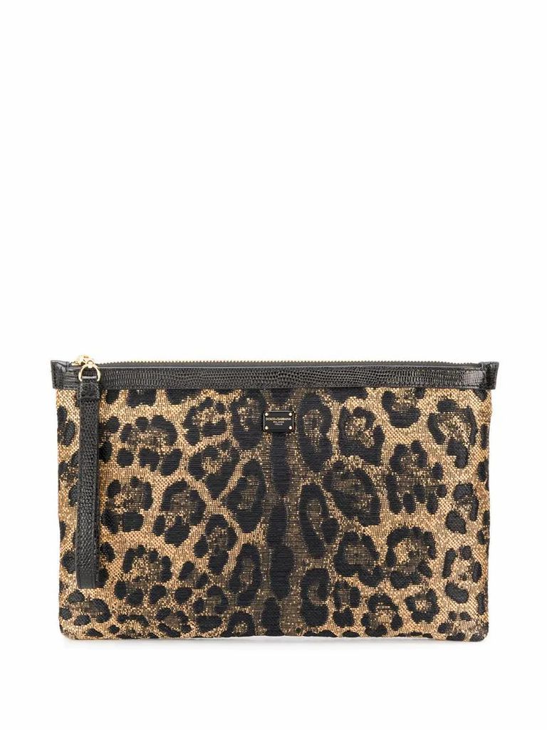 leopard print lurex pouch