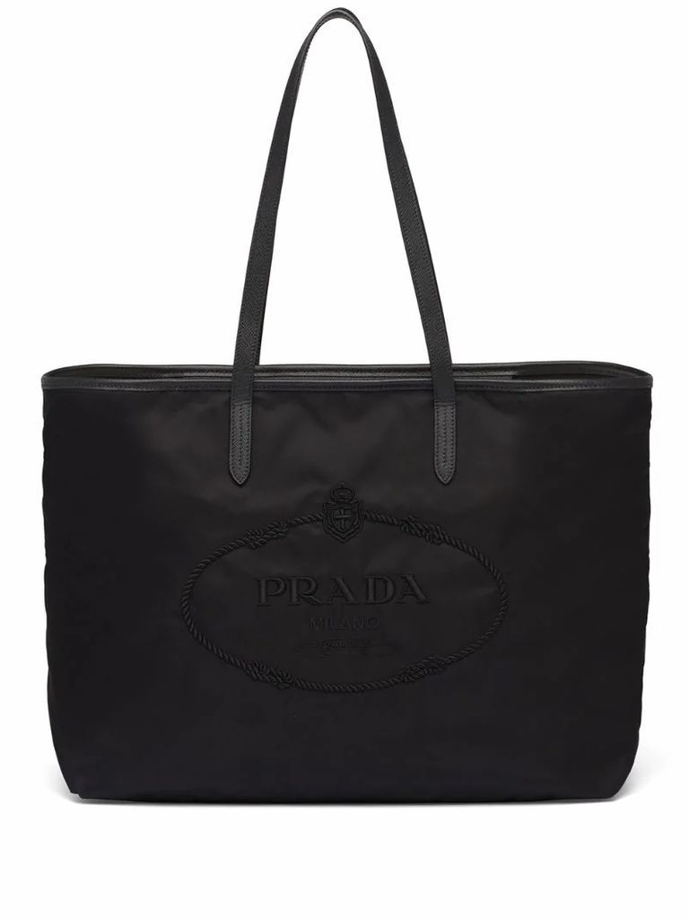 embroidered logo tote bag