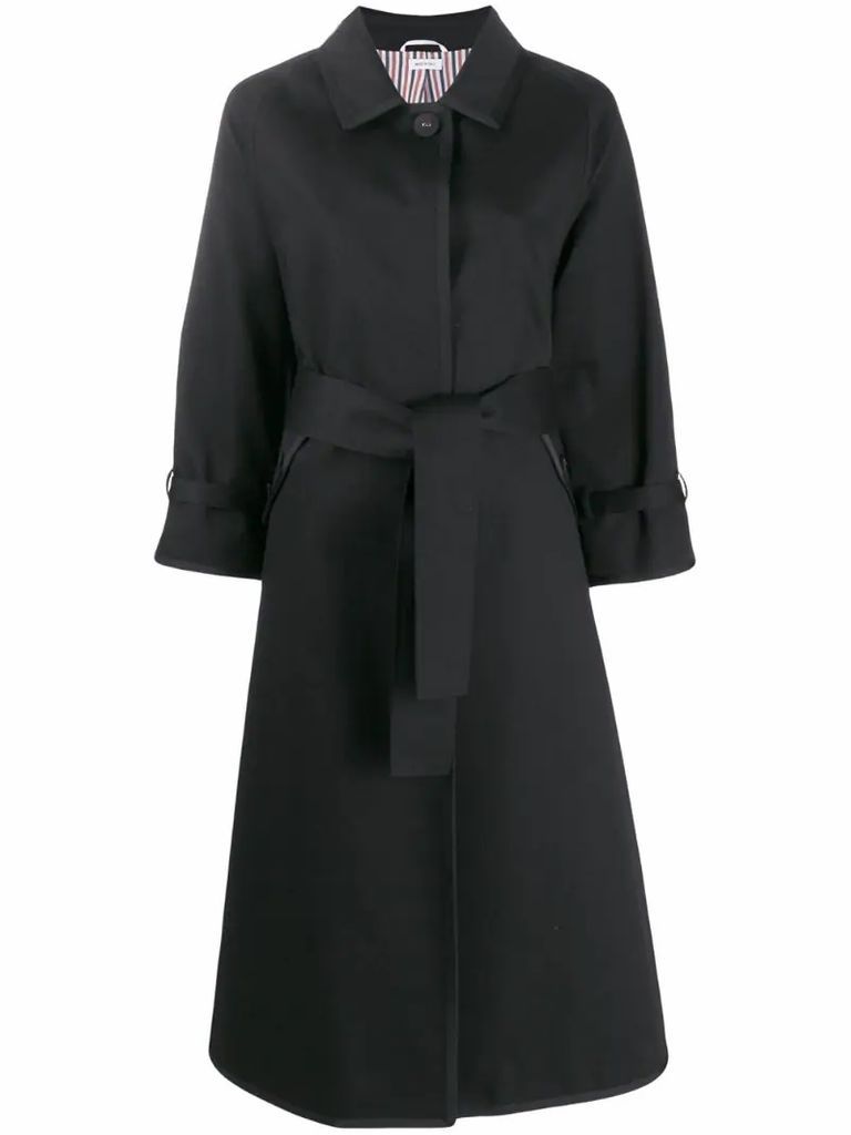 mid-length belted trench coat
