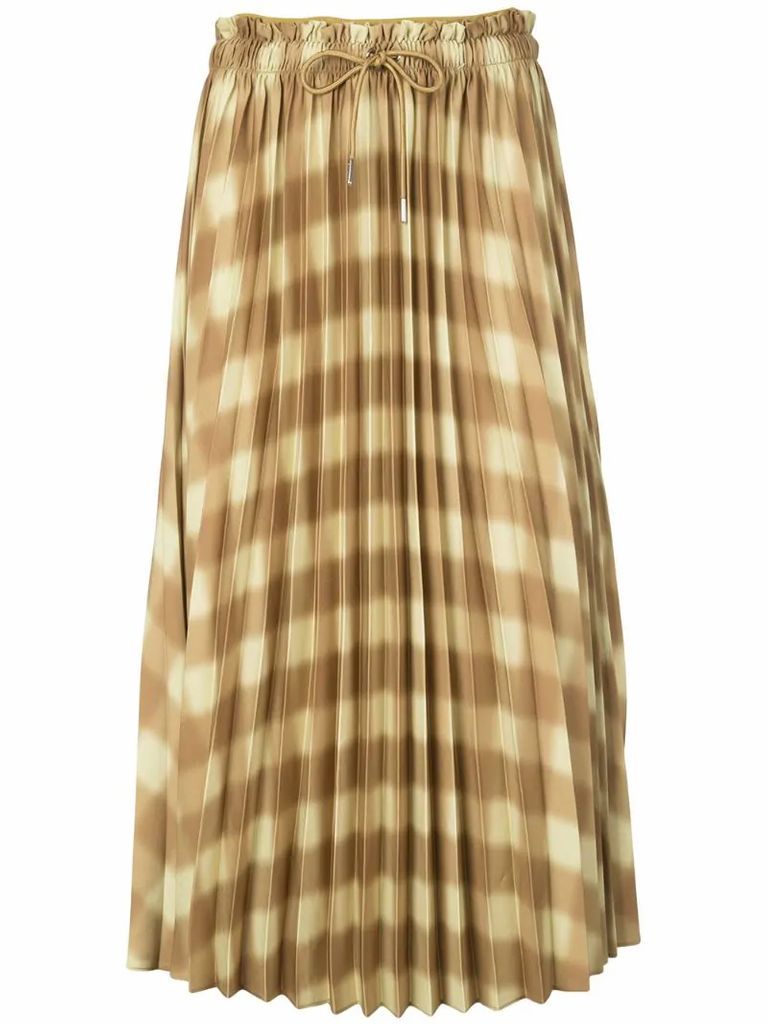 Diffused Gingham Georgette Pleated Skirt