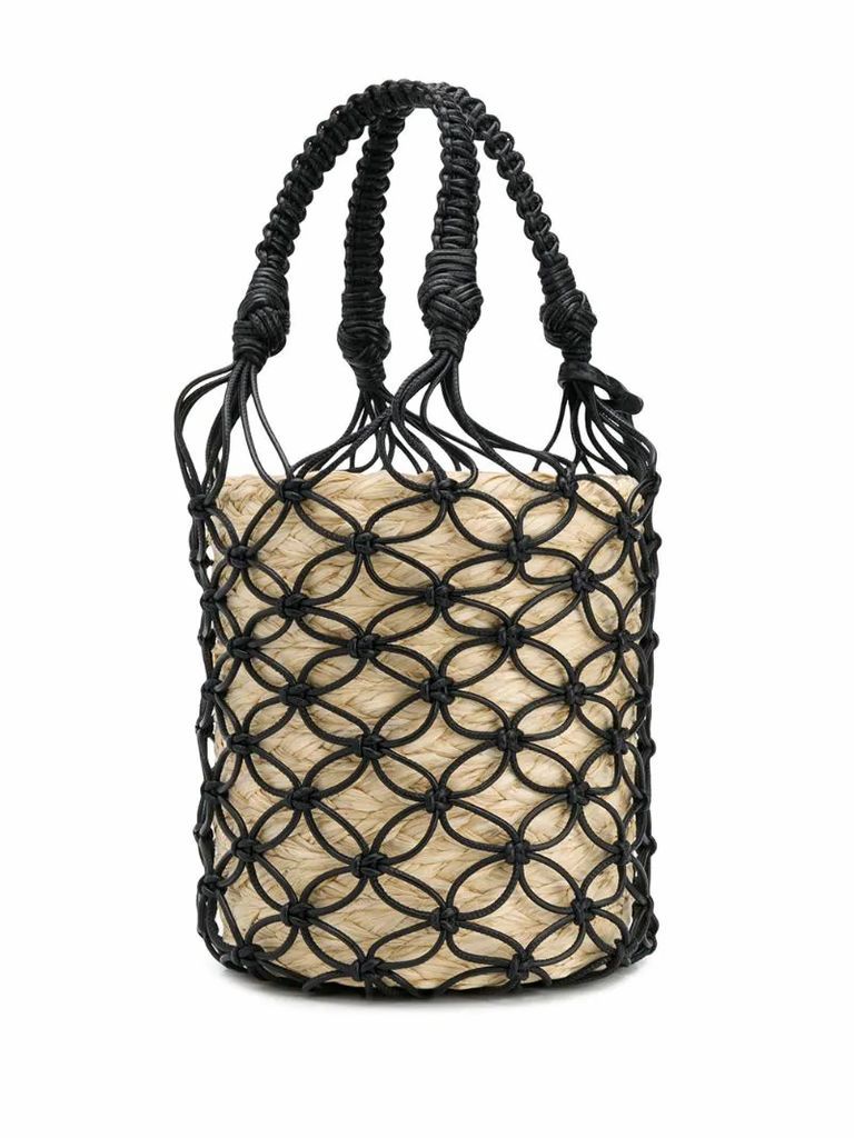 mesh straw bucket bag