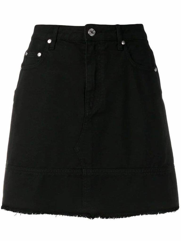 frayed bottom denim skirt