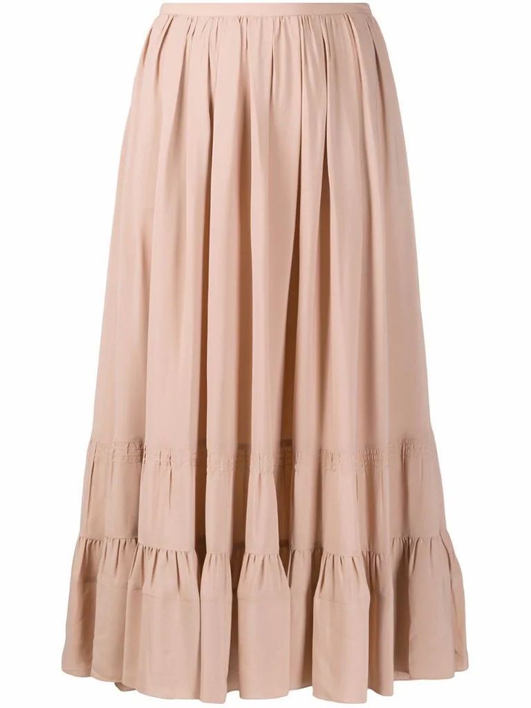 high-waisted flared skirt