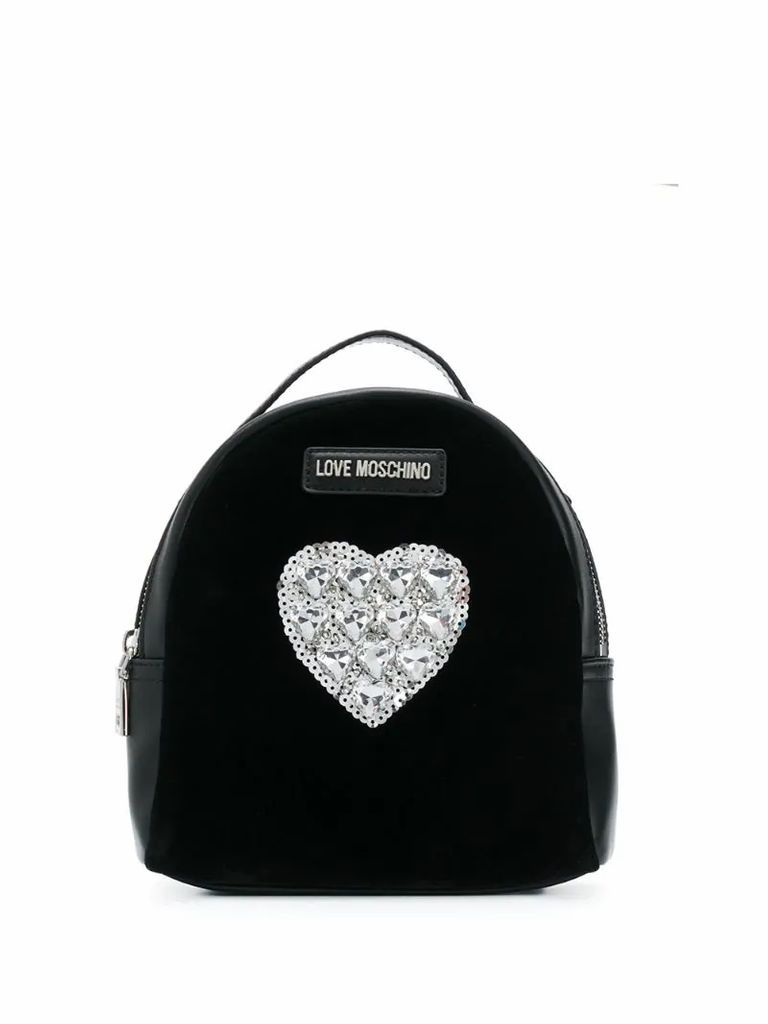 crystal heart-embellished backpack