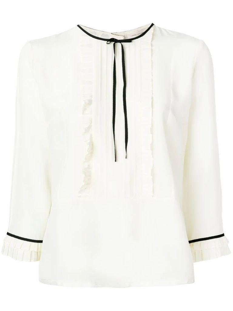 pleated ruffled detail blouse