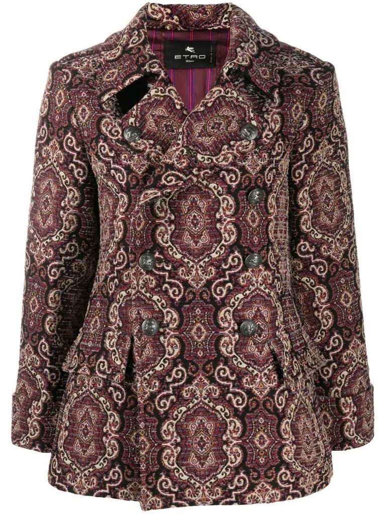 jacquard double breasted coat