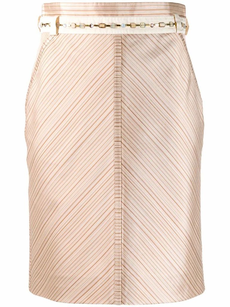 2000s pre-owned V-striped straight skirt