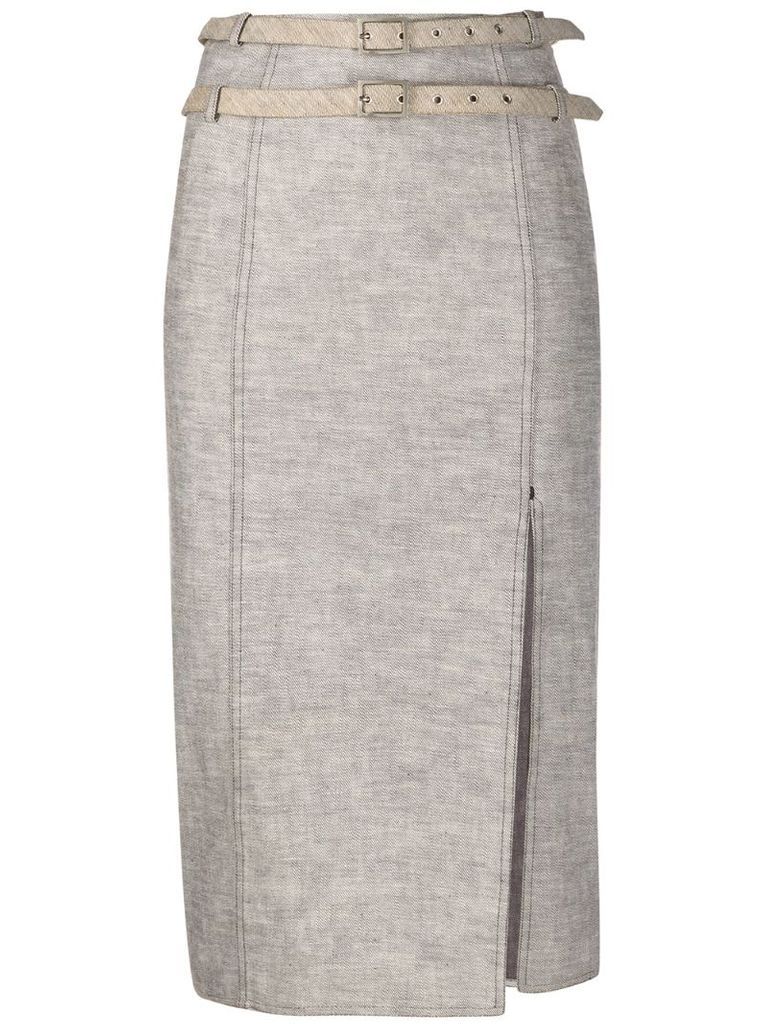 2000s pre-owned double-belted pencil skirt