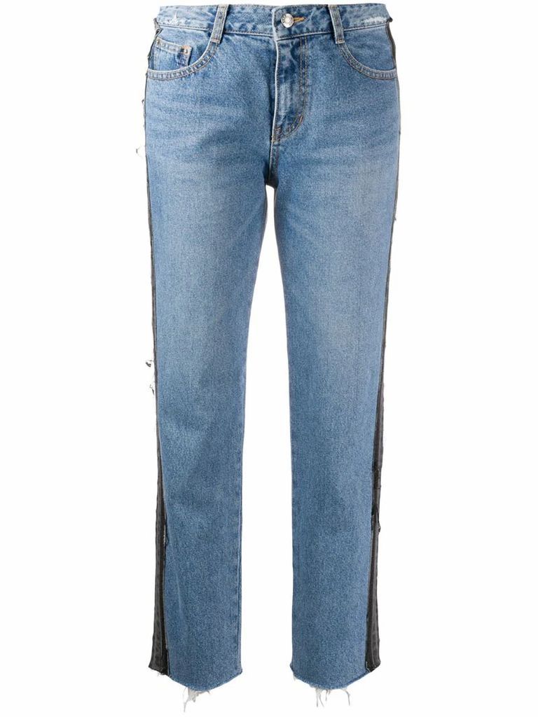 patch detail straight-leg jeans
