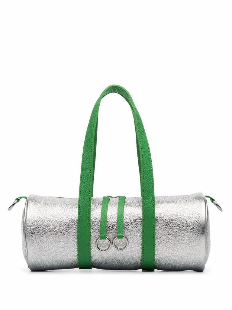metallic silver and green Mini Tool kit leather holdall