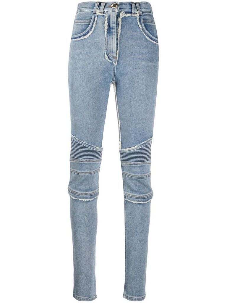 ribbed high-waisted skinned jeans