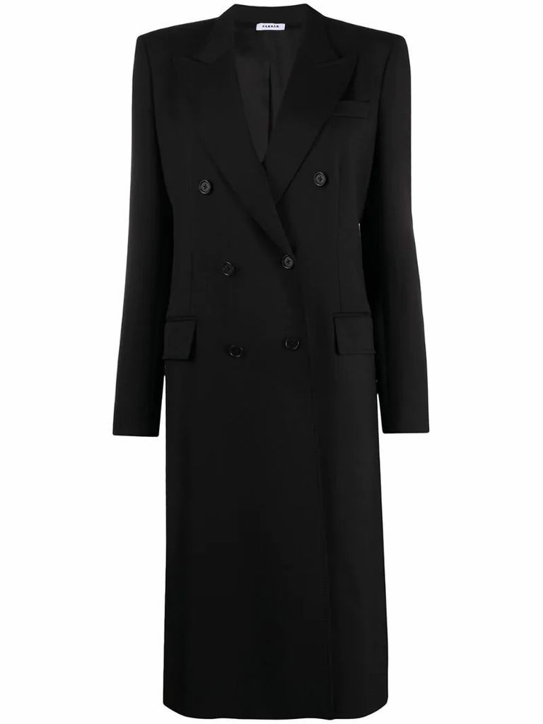 double-breasted tailored midi coat