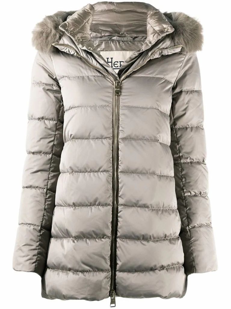 fur-hood padded coat