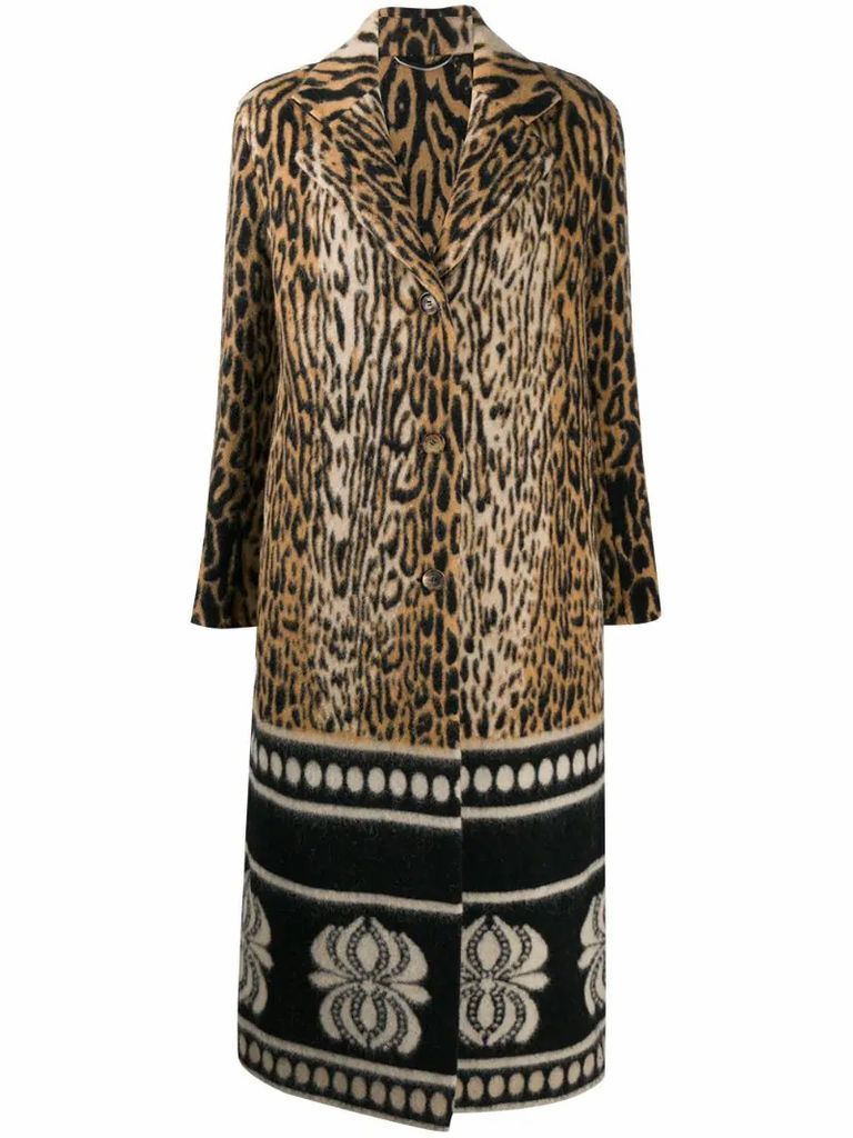 leopard print knitted coat
