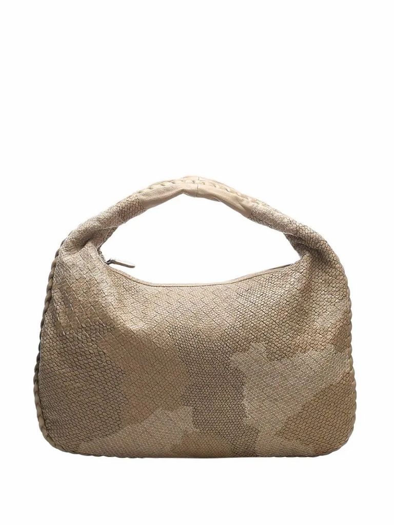 Intrecciato weave camouflage-pattern shoulder bag