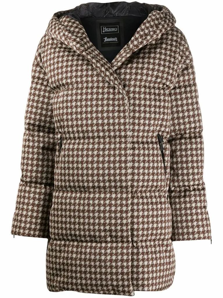 houndstooth padded coat