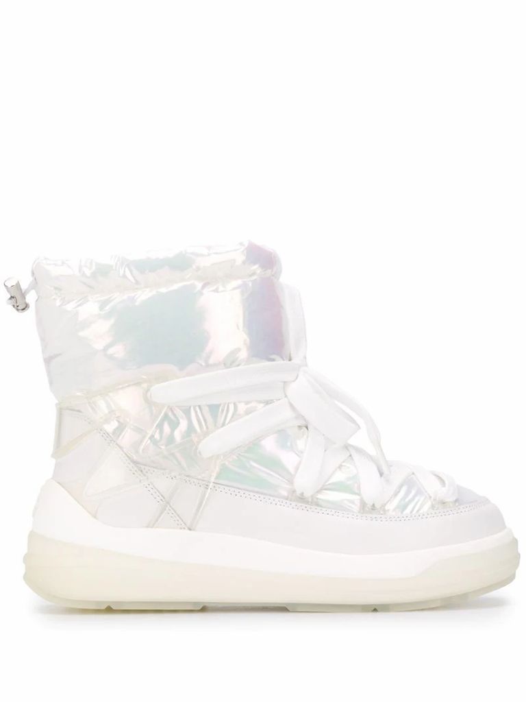 iridescent padded boots