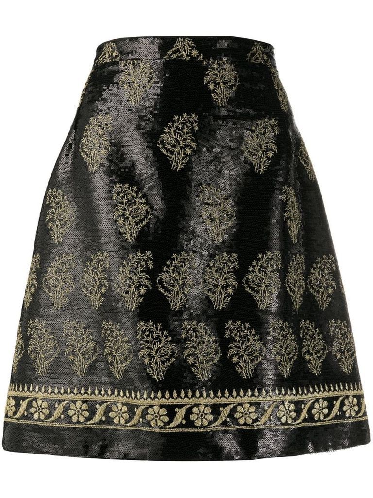 sequined A-line skirt