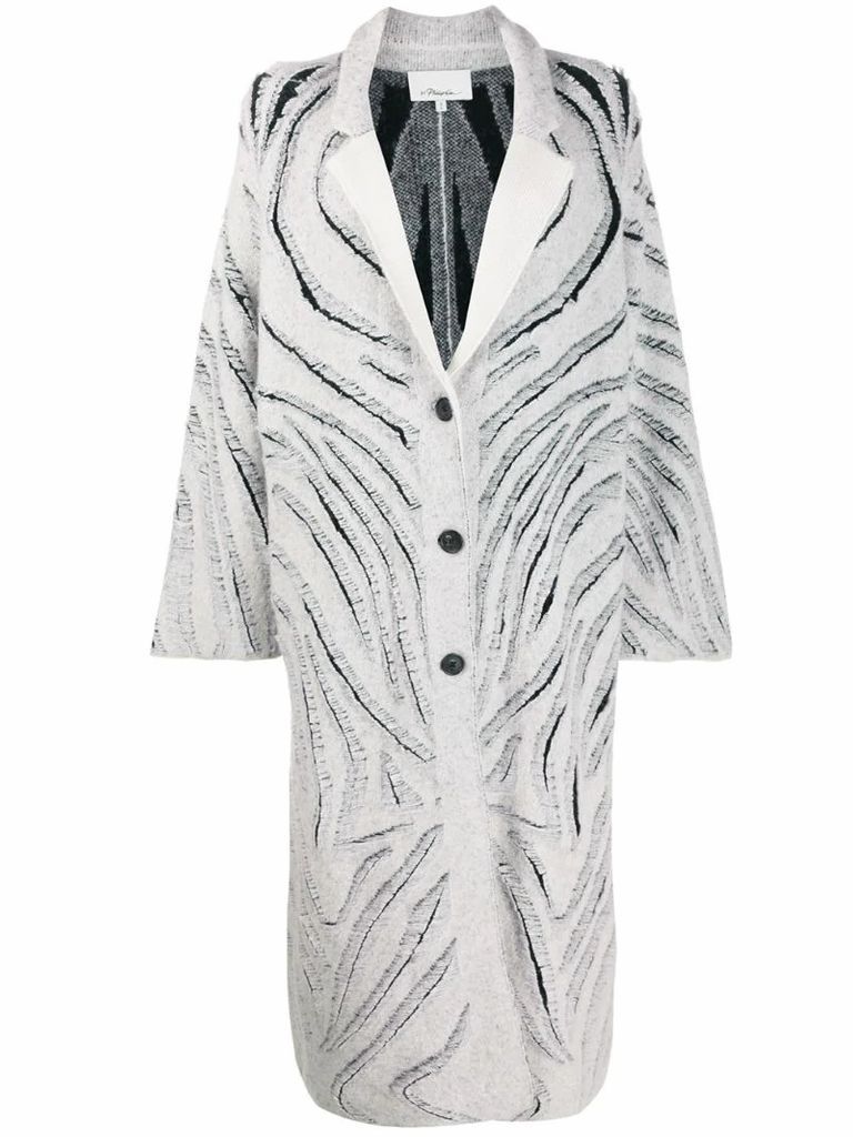 zebra print fringed coat