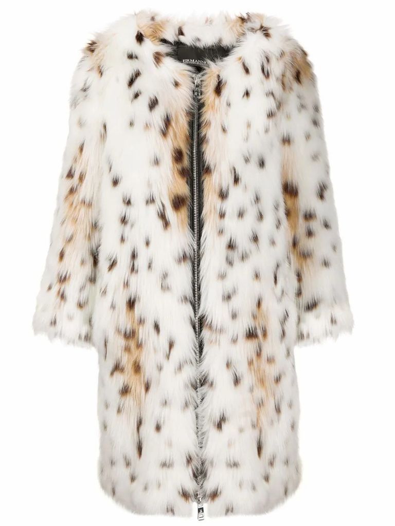faux fur zip-up coat