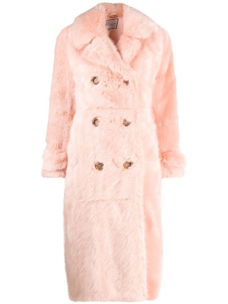faux fur double breasted coat