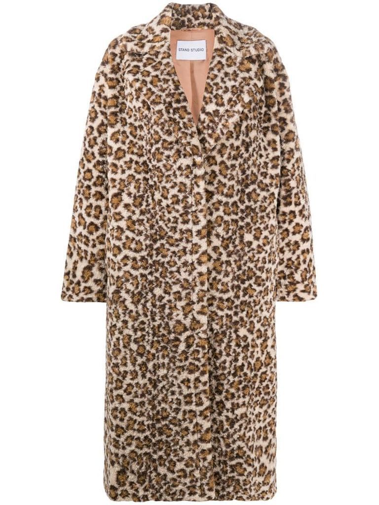 leopard print single breasted coat