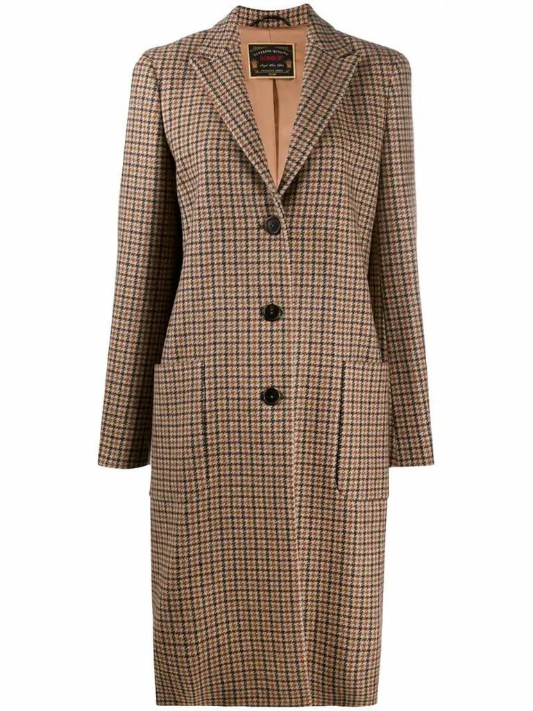 houndstooth check single breasted coat