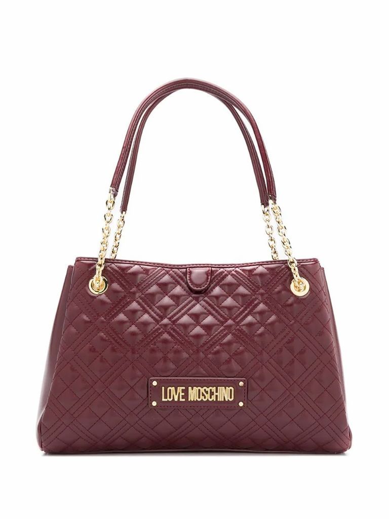 quilted logo tote bag