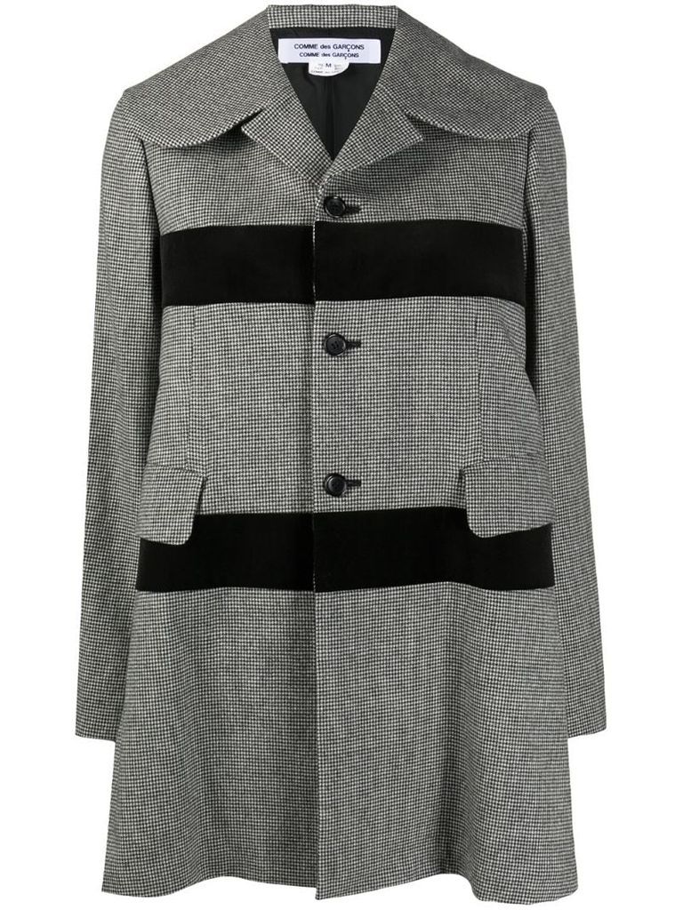 stripe-panel hounds-tooth coat