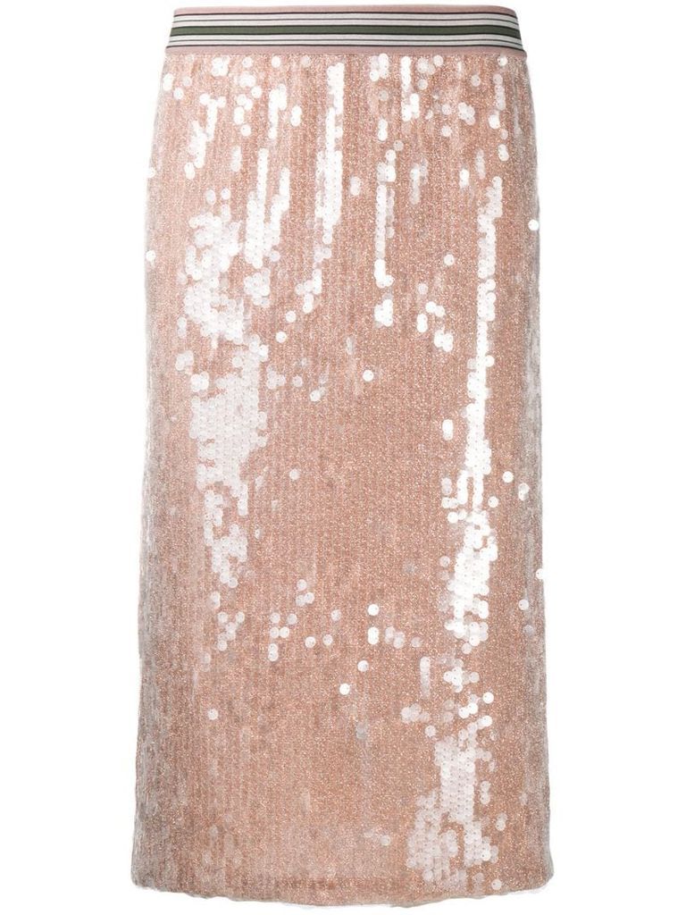 sequin embellished straight skirt