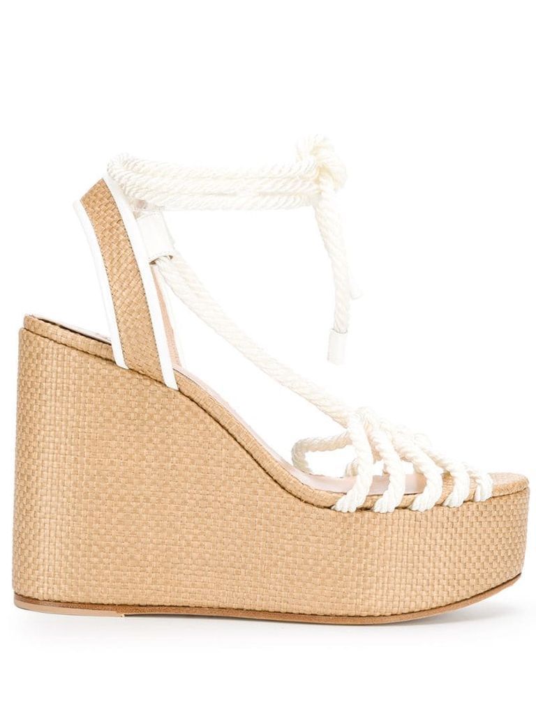 strappy rope wedge sandals