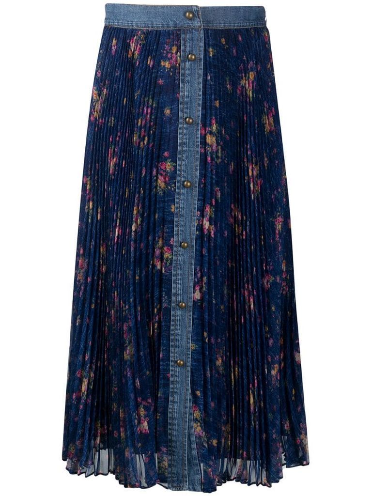 floral-print pleated skirt