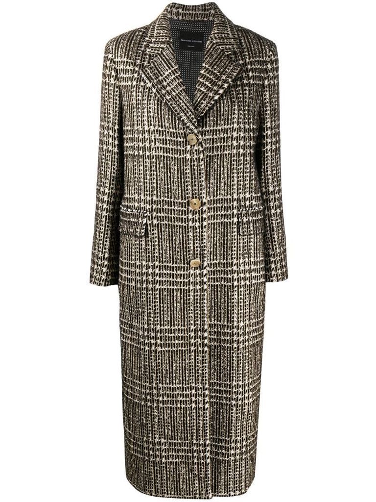check fitted wool coat