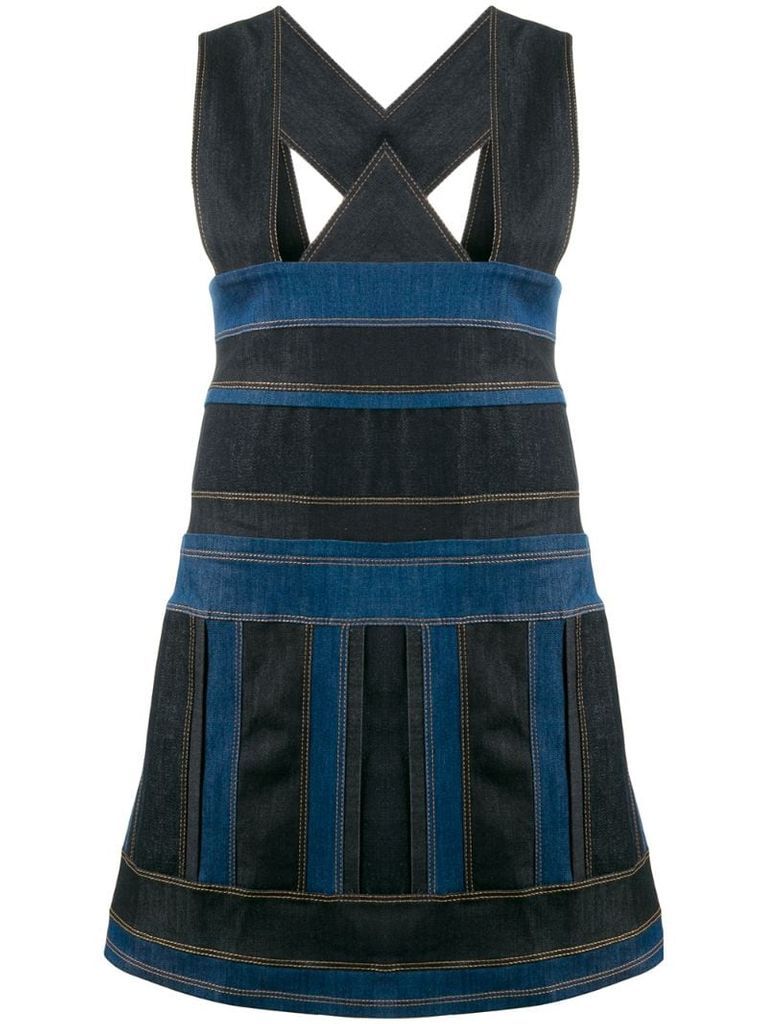 pinafore denim fitted dress