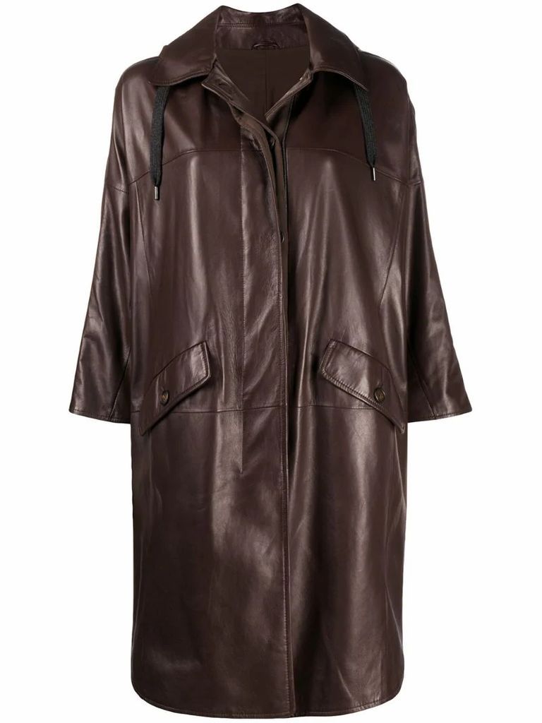 oversized leather coat