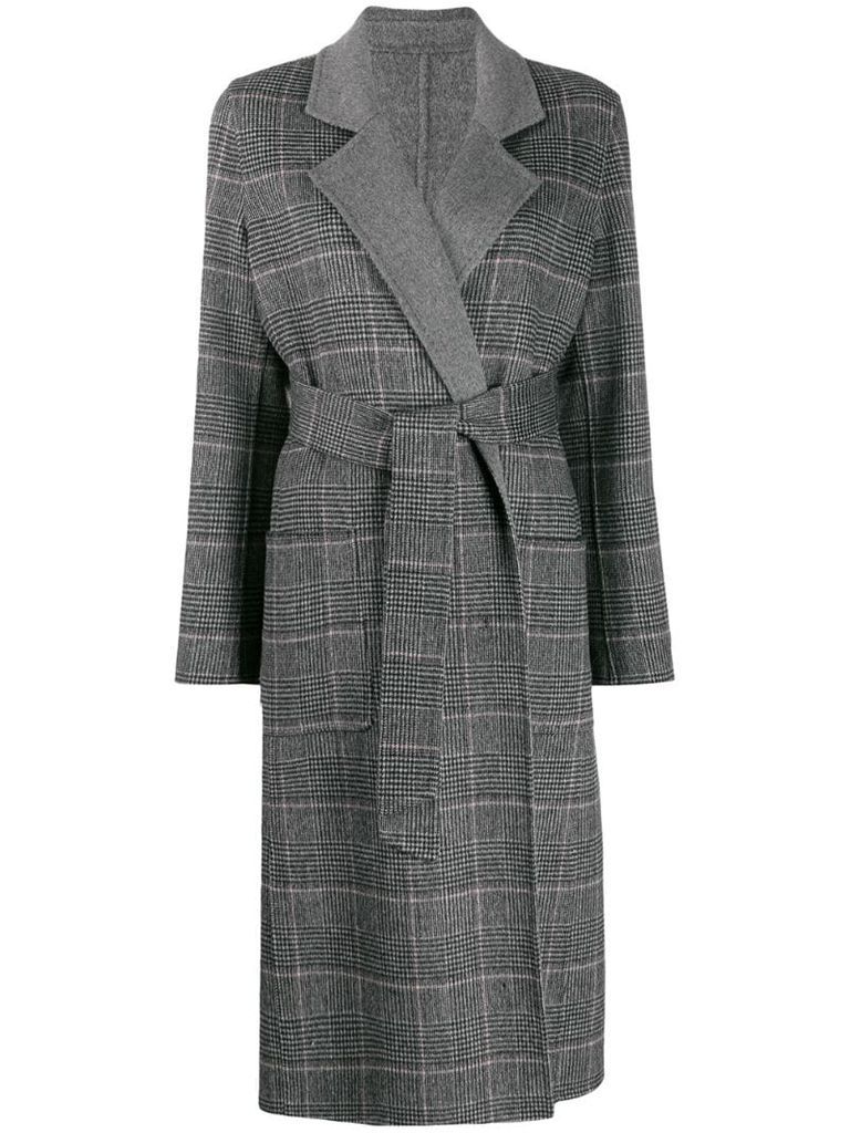 plaid belted coat