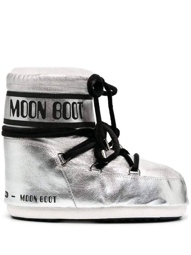 metallic-print snow boots
