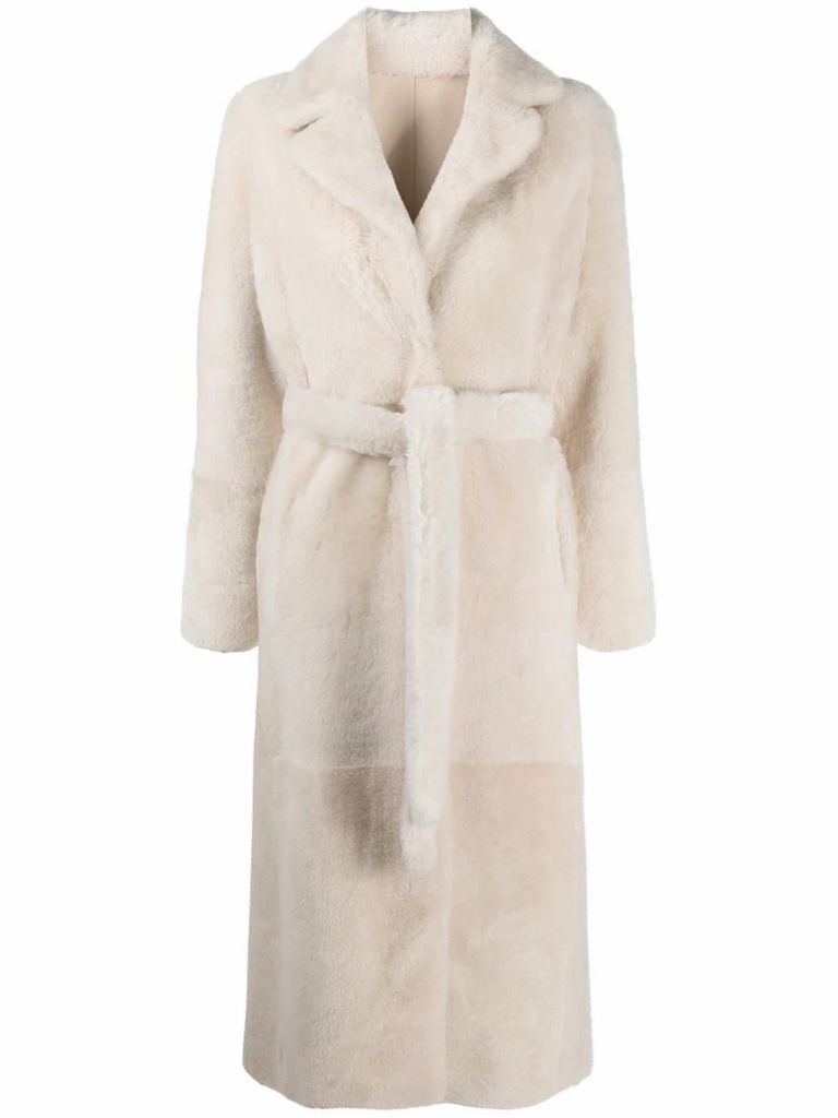 full-length shearling coat