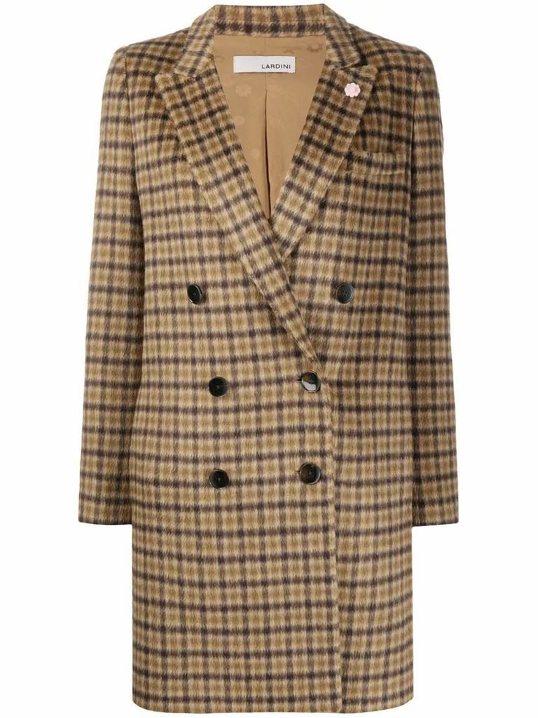 double breasted check coat