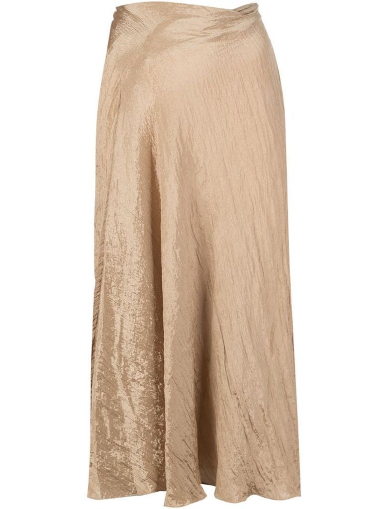 crinkled metallic midi skirt