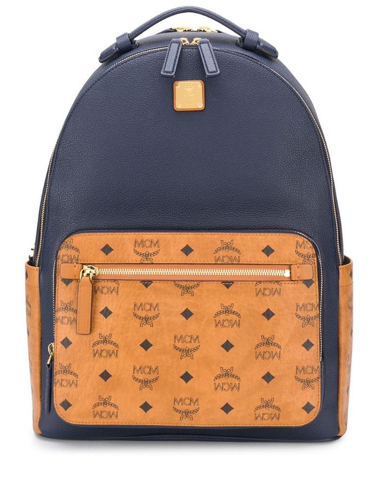 logo print panelled backpack