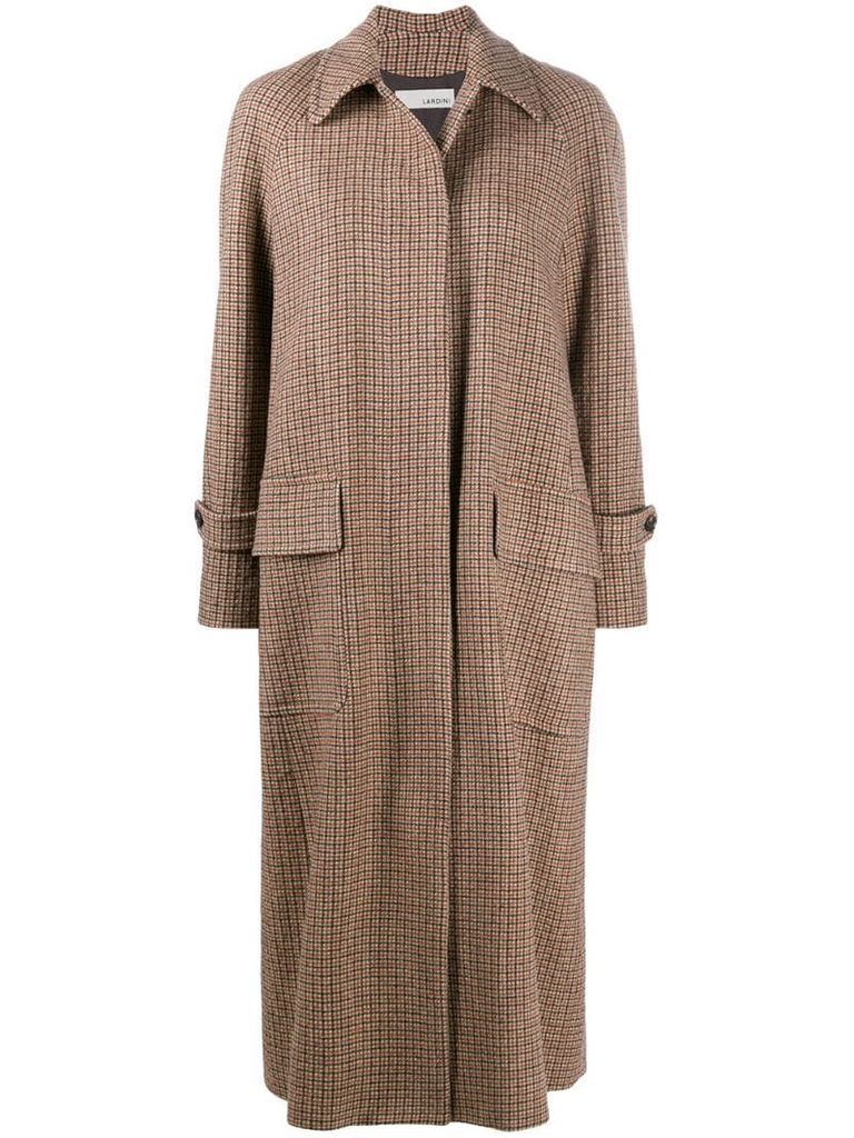 mid-length houndstooth coat