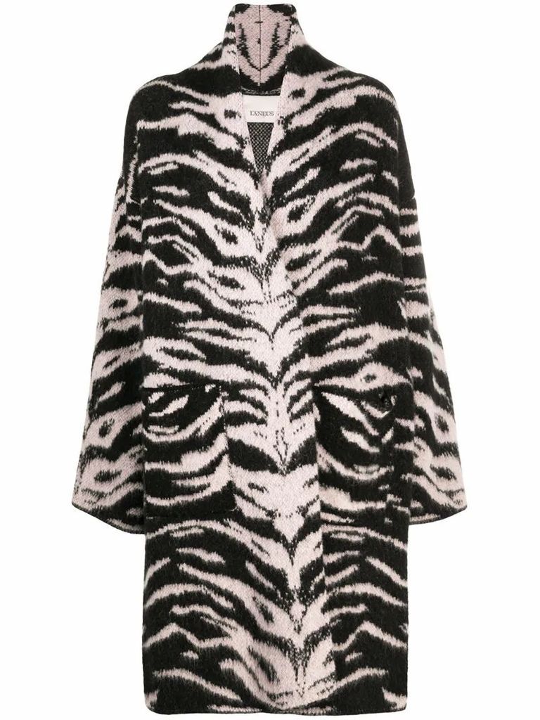 zebra print wool coat