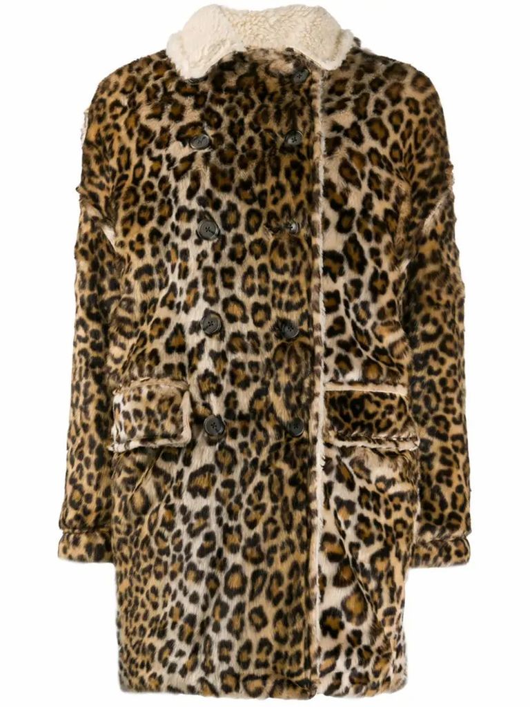oversized leopard-print coat