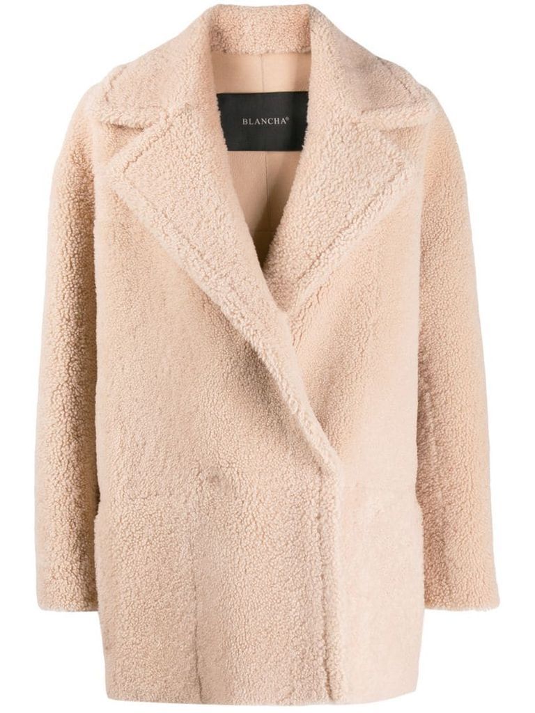 single breasted shearling coat