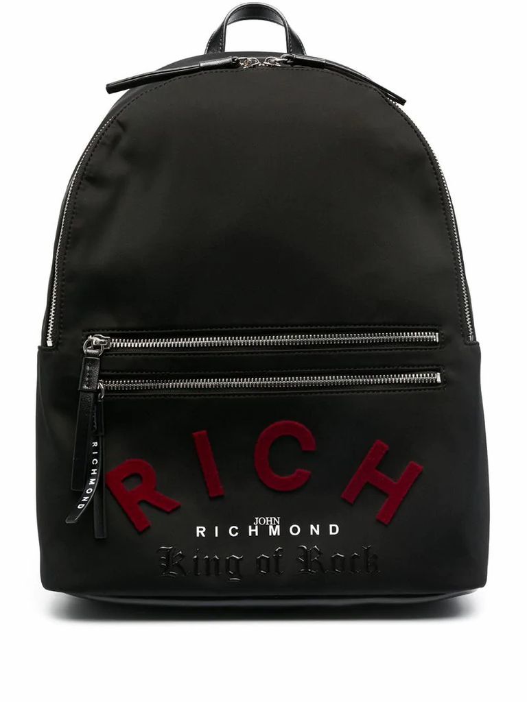 slogan-patch backpack