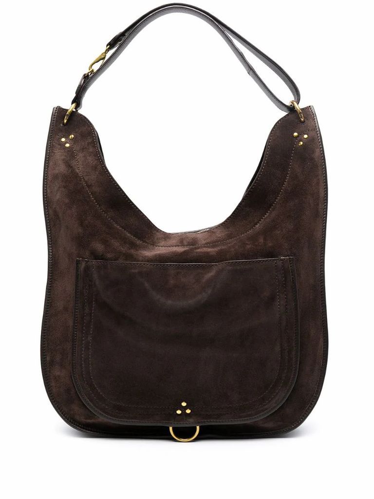 suede tote bag with gold-stud detail