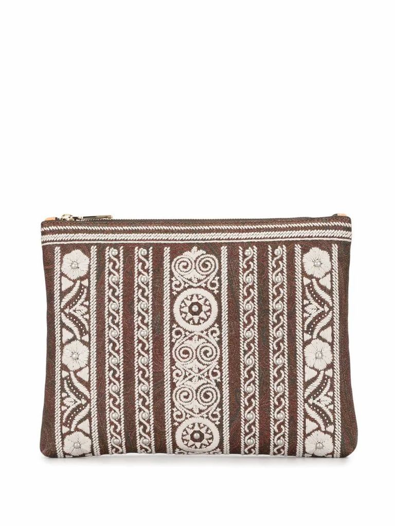 floral embroidered clutch bag