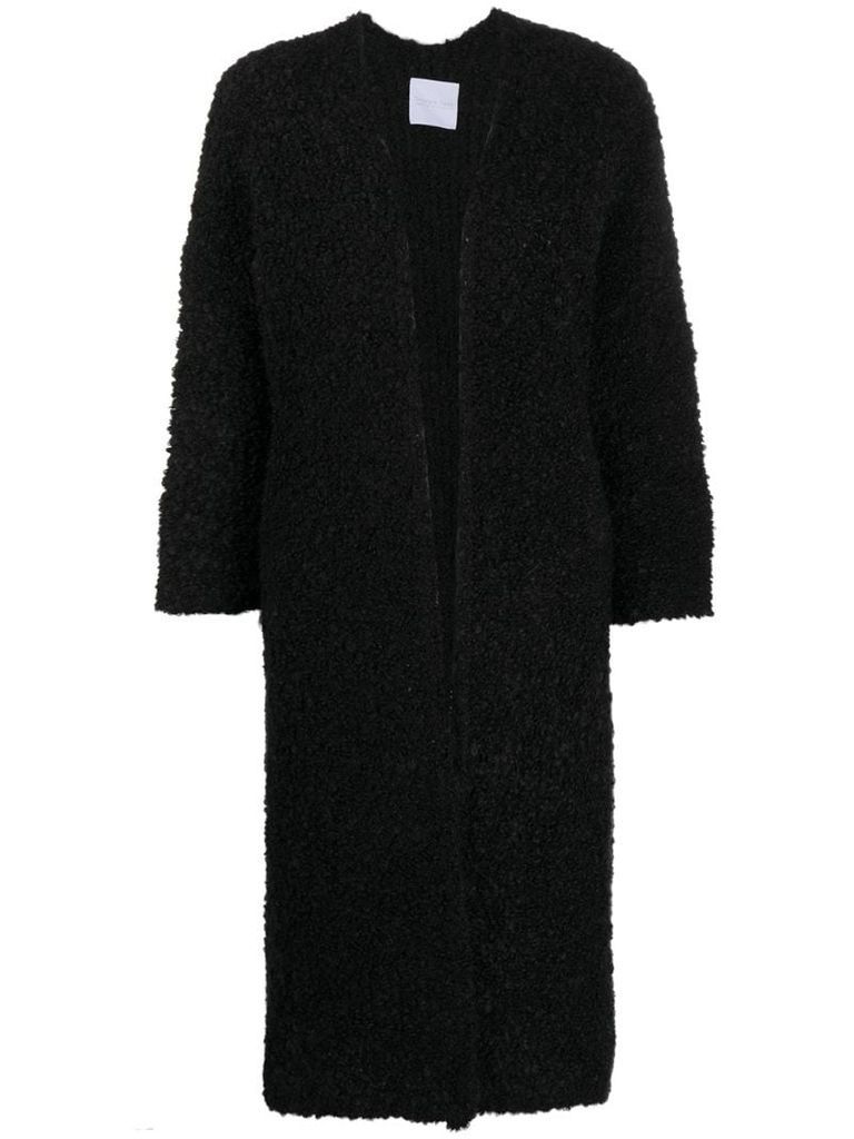 embroidered boucle coat